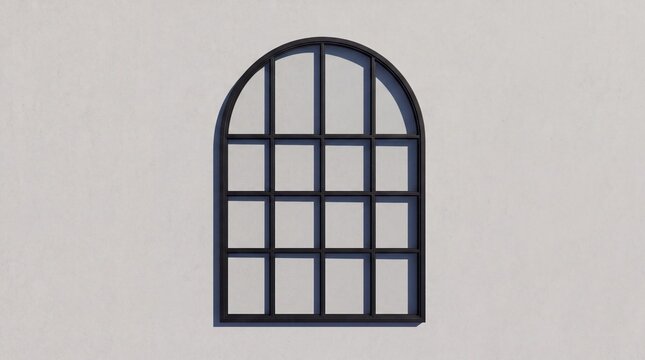 Matte Black Wrought Iron Industrial Grid Arched Storefront Silhouette