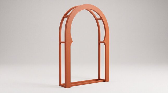 Terracotta Orange Mediterranean Horseshoe Arch Silhouette Steel Frame