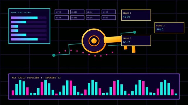 Digital silicon security metrics emerge as multiple graphical interfaces display complex server shard values and animated pipeline activity flow within this modern dark mode monitoring system setup