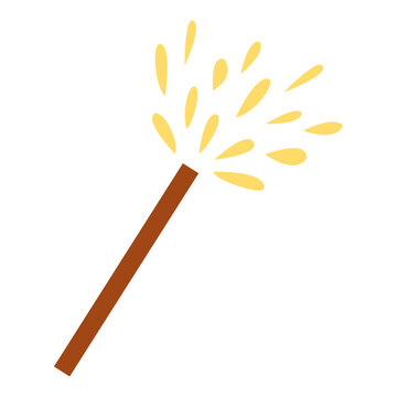 Sparkler firework stick celebrating New Year vector illustration. Simple cartoon sparkler with glowing sparks, isolated on a white background. Great for New Year's Eve, party, festival, night