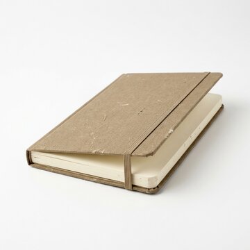 Eco Friendly Brown Fabric Notebook with Elastic Strap on White