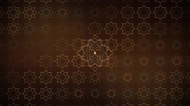 Terracotta Islamic Star Grid Pattern Seamless Loop - Moroccan Geometric Tile Animation 4K