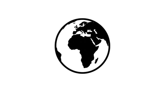 Globe icon vector illustration showing europe and africa isolated on transparent background