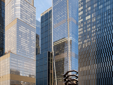 New York City, New York &ndash; March 26, 2026: Glass-clad high-rise office and residential towers at Hudson Yards, Manhattan.