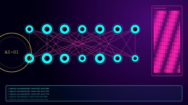 Pipeline automation processes displayed in a dynamic digital visual with flickering node connections plus shifting glowing light patterns captured within a dark purple electronic computing interface