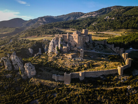 Loarre Castle Medieval Fortress Wall and Rocky Landscape in Huesca Province