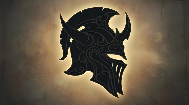 Dark Fantasy Demon Mask Illustration with Horns and Sharp Features.