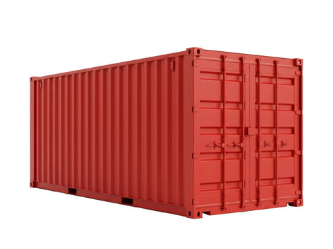Bright red industrial cargo shipping container designed for global intermodal freight transportation, logistics storage, commercial export, and maritime trade equipment.