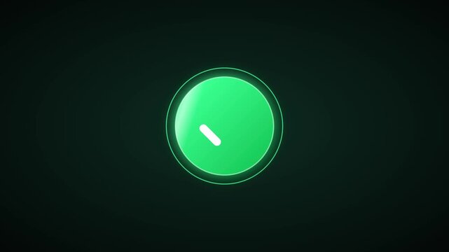 Glowing green checkmark button animation inside dark digital interface graphic motion video footage loop