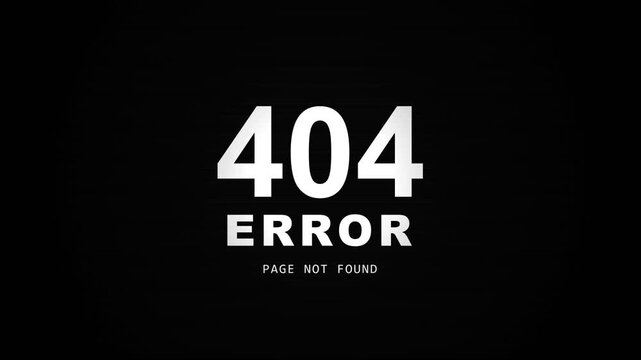 Error 404 glitch screen displaying a distorted page not found message with