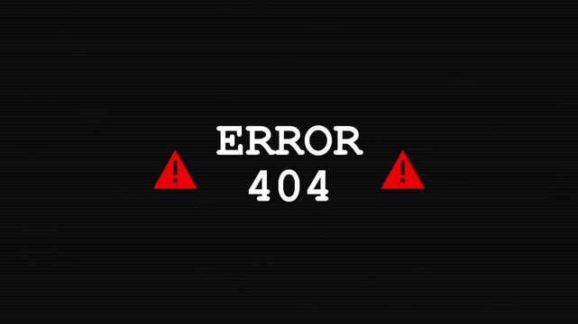 Error 404 glitch screen with digital distortion and signal noise effect for