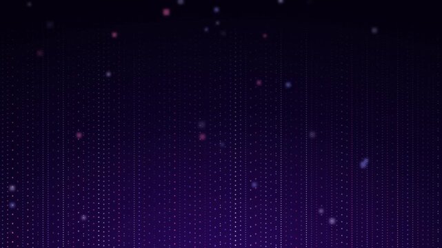 Digital matrix animation with glowing purple particles flowing downward in a futuristic cyberspace video footage