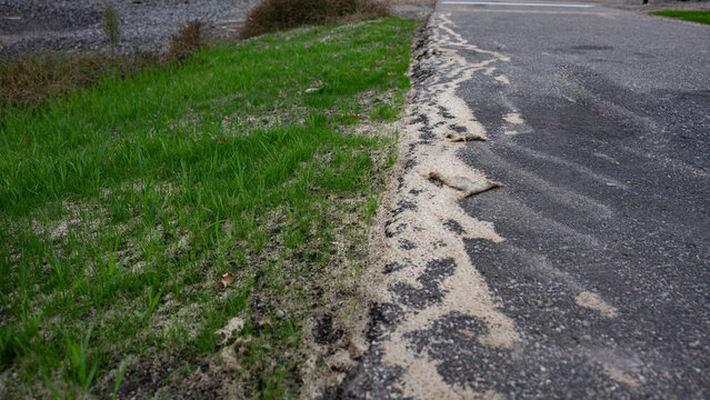 Lawn establishing and soil conservation process along an asphalt edge