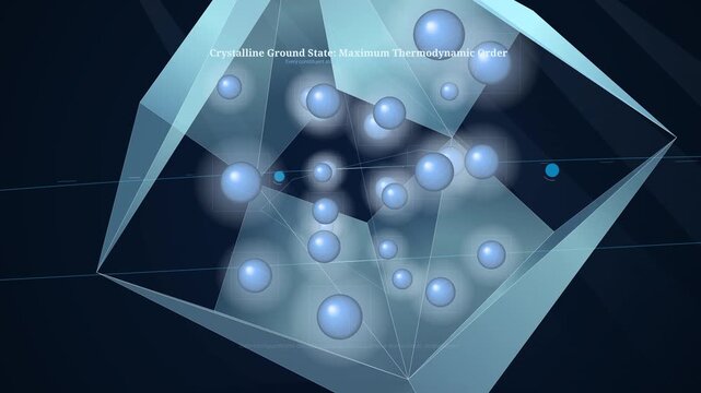 Scientific animation explaining the concepts of entropy and the thermodynamic arrow of time from a crystalline ground state through molecular interdiffusion to cosmological dispersion