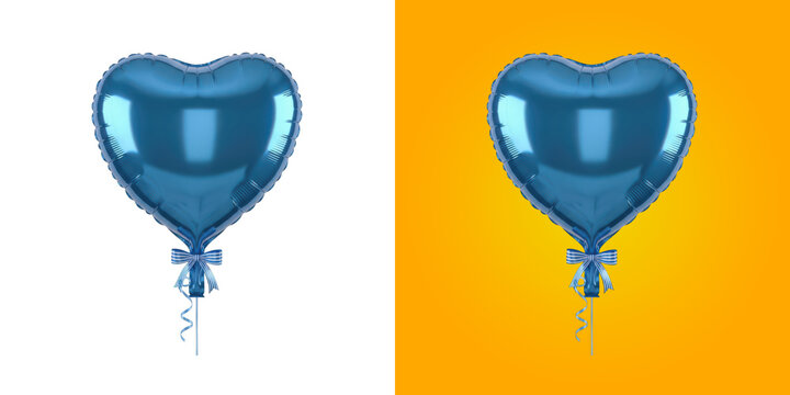 Shiny blue metallic heart shaped balloon for party celebration and birthday decor