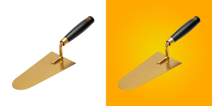 Shiny metal trowel tool for construction and masonry work metal equipment object