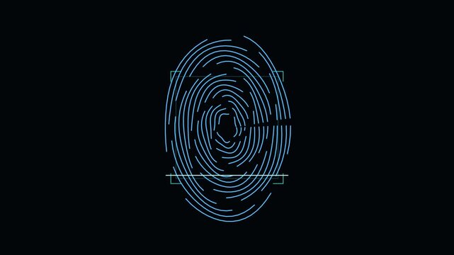 Fingerprint security scanner blue digital biometric identification interface