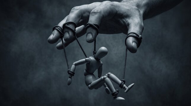 hand manipulating a wooden figure
