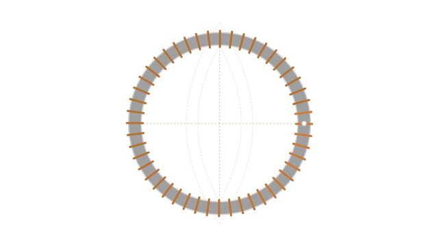 Fluxgate Magnetometer Ring Core Motion Graphic with Permalloy and Copper Components