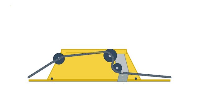 Industrial Belt Tripper Conveyor Discharge System Animation in Safety Yellow