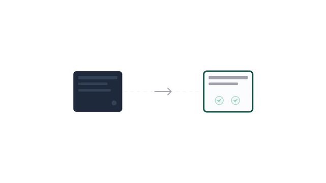 Corporate Spin-off Employee Benefits Transfer Transition Motion Graphic with Emerald Green Checkmarks