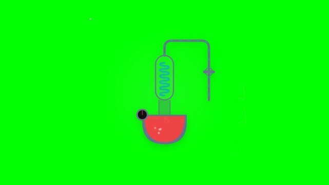 Automated Chemical Solvent Recovery Distillation Condenser Line Art Motion Graphic