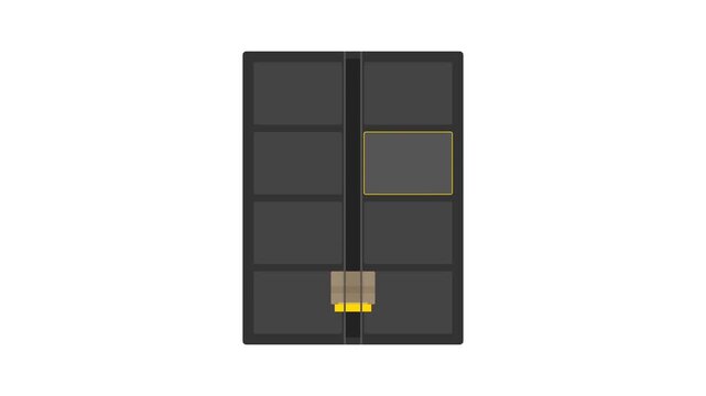 Automated Modular Parcel Delivery Tower Elevator Kinematics Modern Safety Yellow Charcoal Locker System