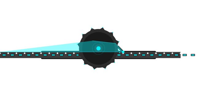 Automated SMD Pneumatic Feeder Indexing Gear with Neon Aqua Cover Tape Peeling Animation