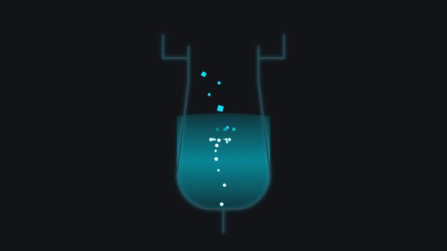 Polyester Depolymerization Chemical Reactor Motion Graphic in Electric Turquoise and Slate