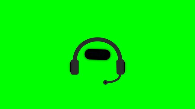 Matte Charcoal and Electric Cyan 24/7 Helpdesk Headset Badge with Rippling Radio Waves on Green Screen