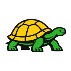 Obraz premium Cute Green & Yellow Galapagos Tortoise Character Art
