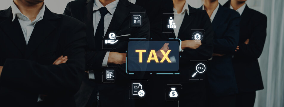 Concept of tax preparation and financial compliance. Filing official tax documents and forms for government reporting, auditing, and financial accounting purposes. Fermion