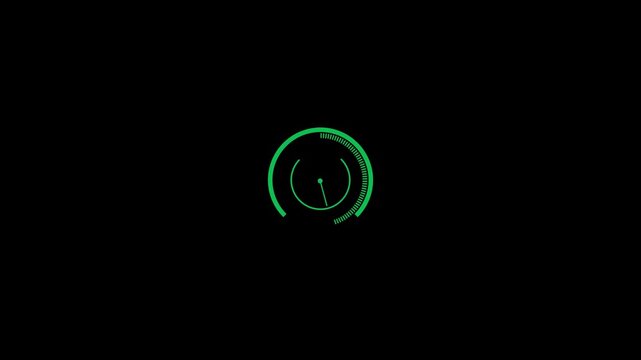 A circular green energy power button animation on black background showing charging and discharging.