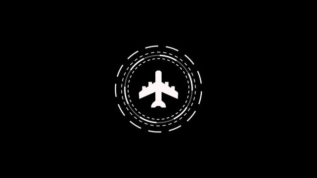 Radar interface screen tracking airplane in flight digital motion graphics visual effect.