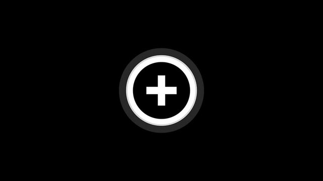 Animated plus sign in circle showing addition and positive concept motion graphics.