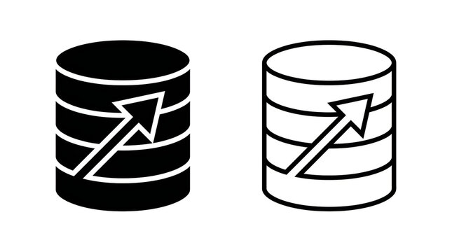 Upward arrow icon on database cylinders