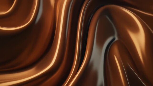 Deep bronze glossy fluid swirling and flowing in elegant dark waves.