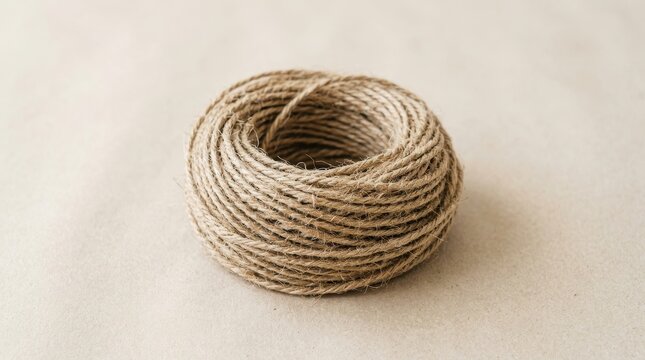 Rolled Coil of Natural Jute Twine String for Crafting and Packaging