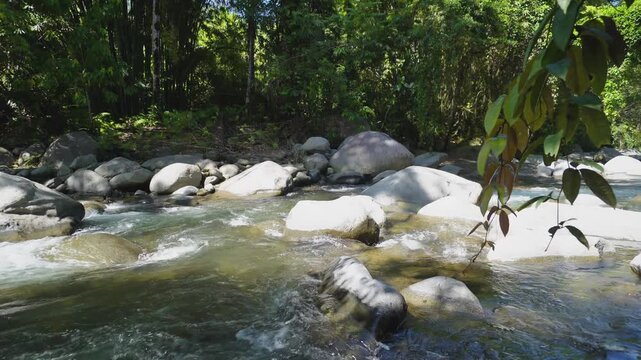 dreamy look Tropical River with Granite Boulders