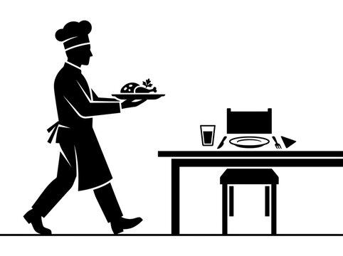 Chef Serving Food Vector Illustration