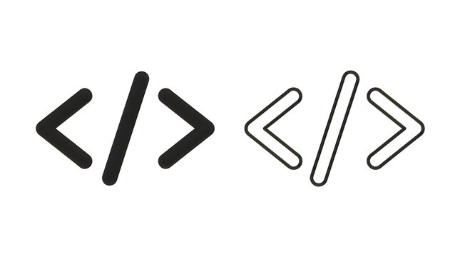 Minimalist code angle brackets vector icon set