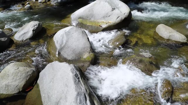 Large Granite Rocks in Mountain Stream