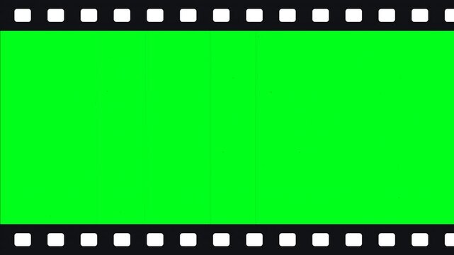 Seamless vintage 35mm film strip border with green screen chroma key backdrop