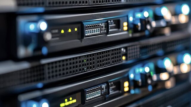 Data Center Servers Close Up 