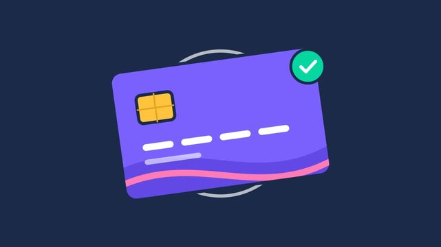Secure online credit card payment transaction confirmed. Digital finance concept illustration with success checkmark.
