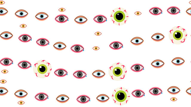 Seamless pattern of cartoon eyes