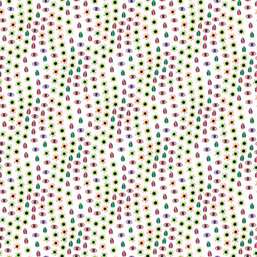Seamless pattern of cartoon eyes and teardrop shapes