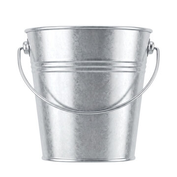 Galvanized metal bucket isolated transparent background