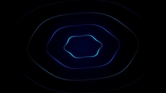 Glowing Cyan Quantum Pulsar Waves with Undulating Dotted Sound Contours Loop