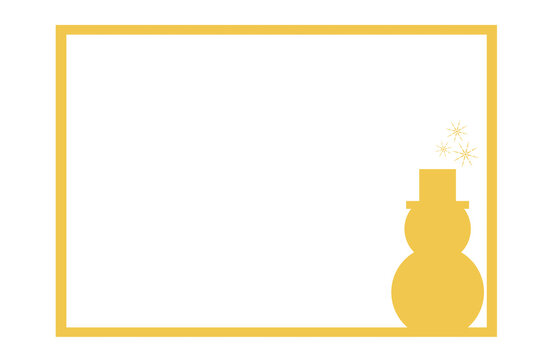 Gold Christmas Snowman and Snowflake Border Frame